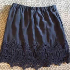 Club Monaco Navy Silk Lace Skirt